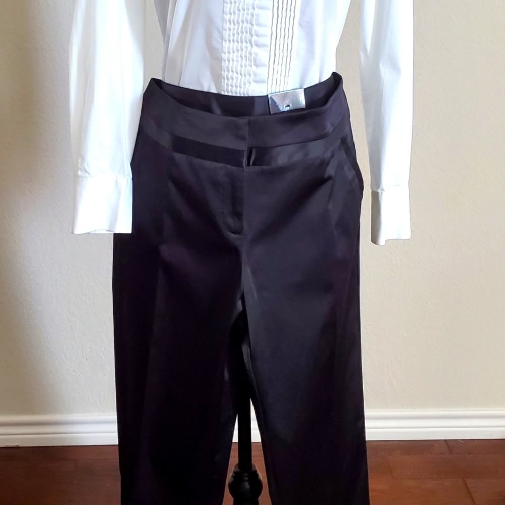 Womans Tuxedo Shirt and Satin Pant, Size Medium